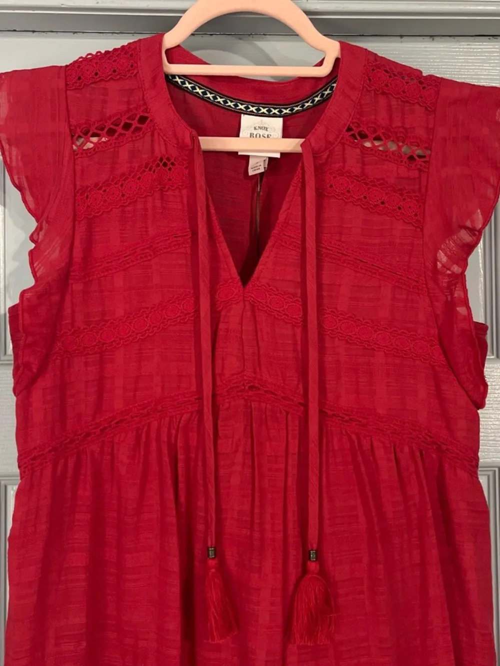 Knox Rose Red Tiered Midi Dress - Picture 2 of 3